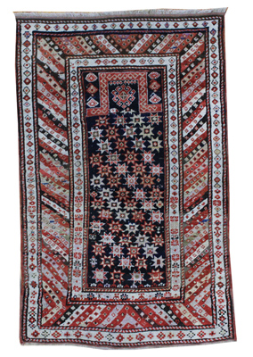 Caucasian Kazak Prayer Rug circa 1880 (Antique -100% Wool)