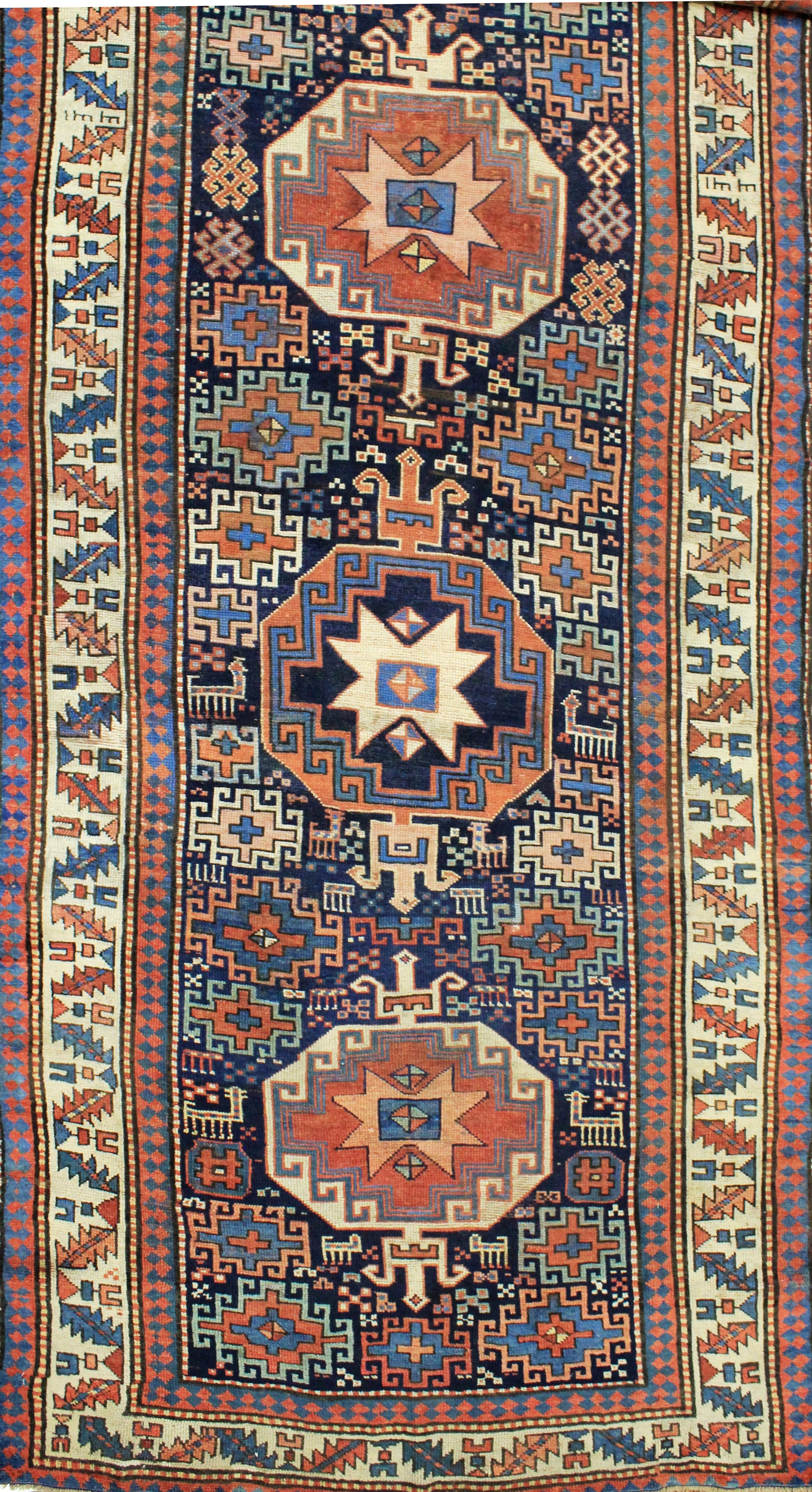 Caucasian Kazak Prayer Rug circa 1880 (Antique -100% Wool)