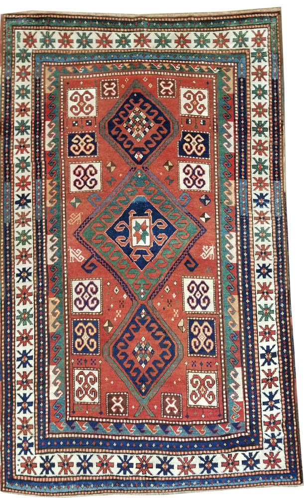 Caucasian Kazak Rug (Antique -100% Wool)