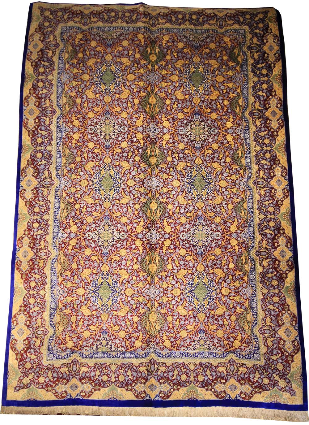 Fine Persian Qume with Signature (Iran Baft Qume Ahamadi) (Traditional -100% Silk on Silk)