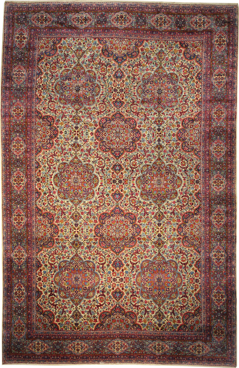 Antique Persian Kerman Ravar Rug
