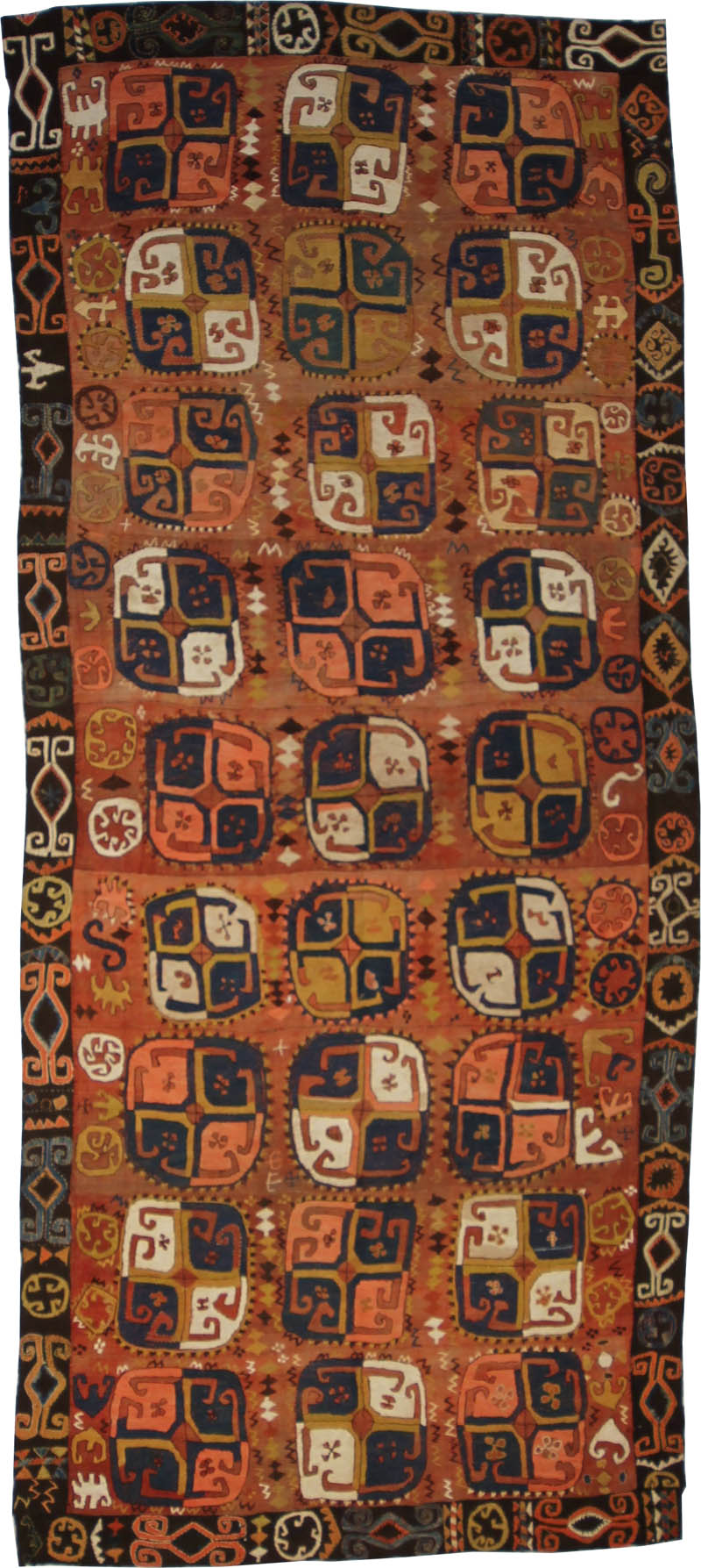 Antique Uzbek Suzani Flat Weave